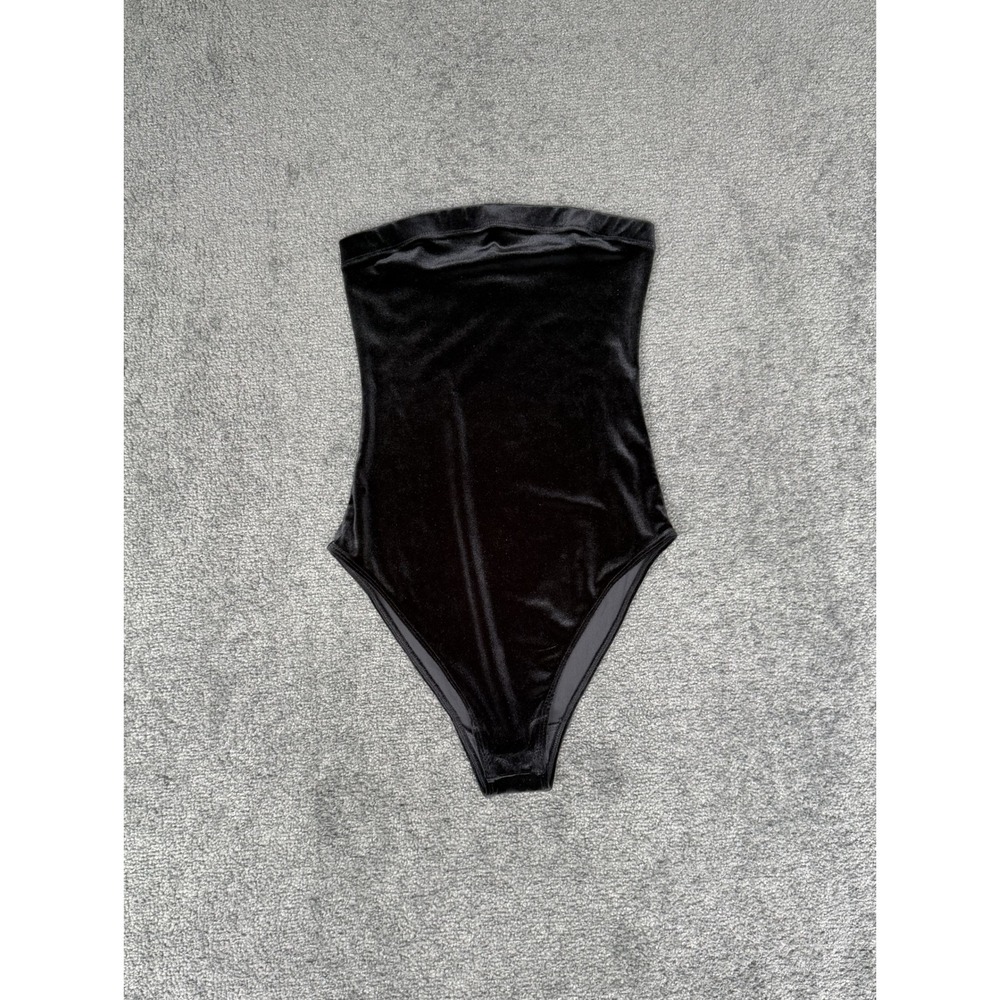 Out From Under Urban Outfitters Black Velvet Strapless Tube Top Bodysuit Medium